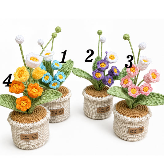Handmade Crochet Lily of the Valley Potted Plant