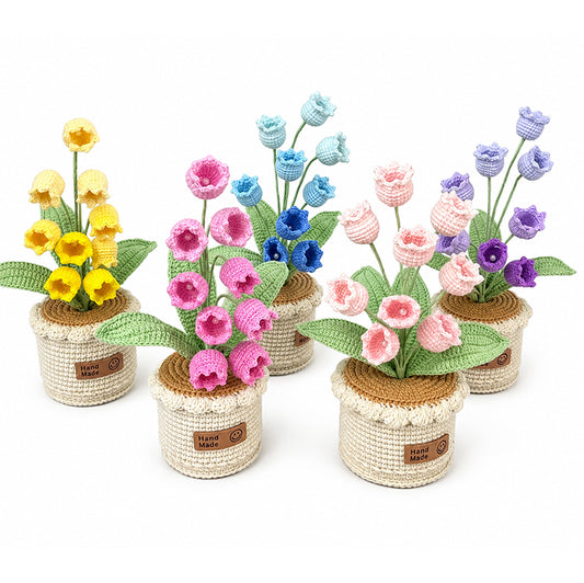 Handmade Crochet Pointed Lily of the Valley Potted Plant