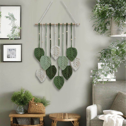 Hand-woven leaf tapestry, a fresh and charming room renovation wall decoration for guesthouses and guesthouses.