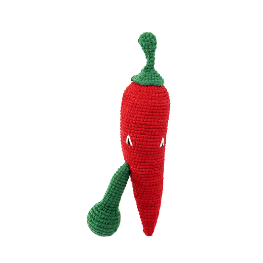 Funny Crochet Red Chili Pepper Plush - Quirky Amigurumi Vegetable Doll