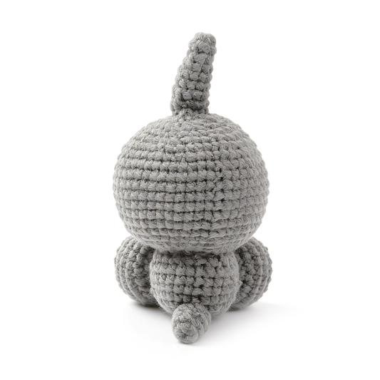 Cute Knitted Gray Alien with Antenna - Quirky Goggle Eye Amigurumi Doll