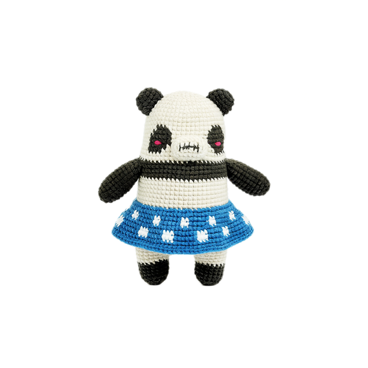 Funny Creepy Cute Panda Crochet Plush - Gothic Amigurumi Star Skirt Doll