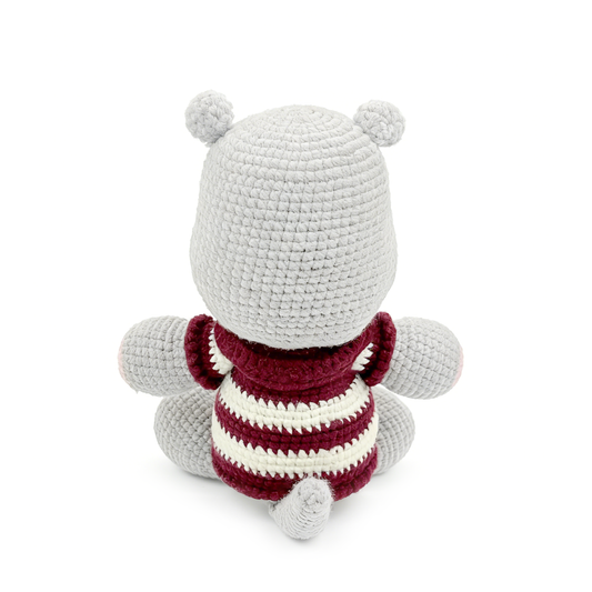 Funny Crochet Hippo Plush - Cute Sad Eyed Amigurumi Desk Buddy Gift