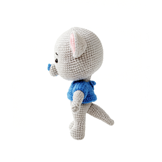 Handmade Crochet Gray Mouse Plush - Cute Amigurumi Nursery Decor Gift