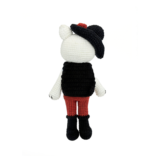 Grumpy French Bear Crochet Plush - Quirky Amigurumi Artist Doll