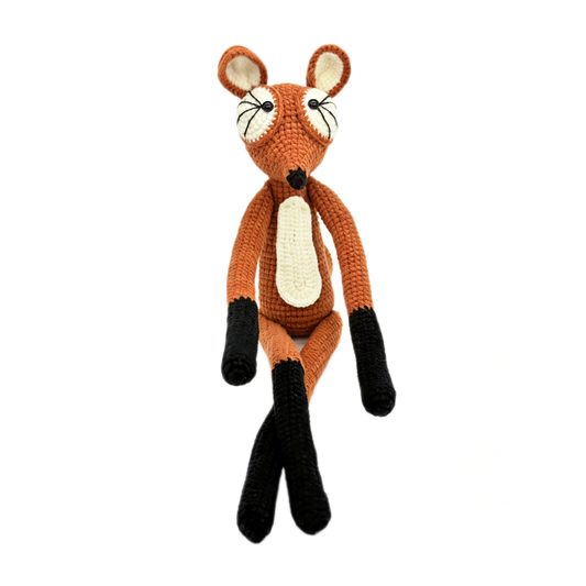Funny Derpy Fox Crochet Plush - Stressed Out Long Leg Animal Desk Buddy