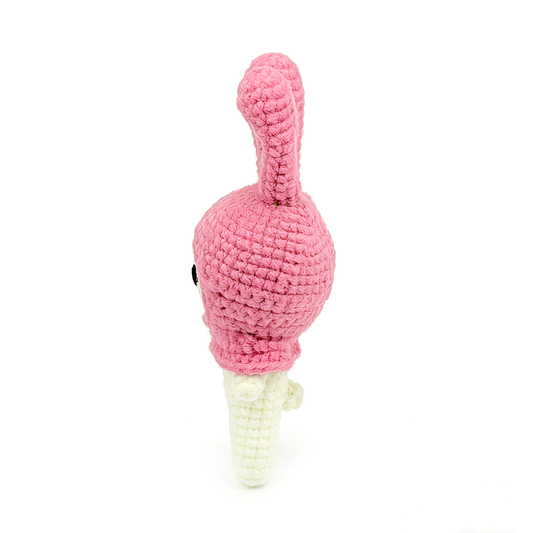 Handmade Crochet Bunny Plush - Cute Amigurumi Rabbit in Pink Hood Toy