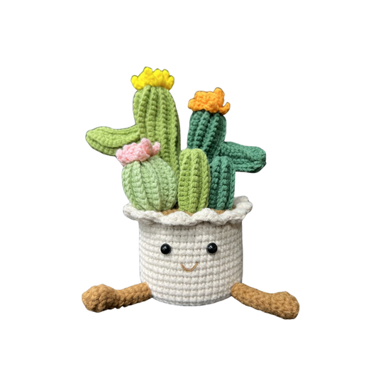 Handmade Crochet Large Sitting Cactus Pot