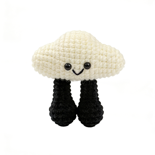 Funny Crochet Cloud with Legs - Quirky Amigurumi Desk Decor Plush