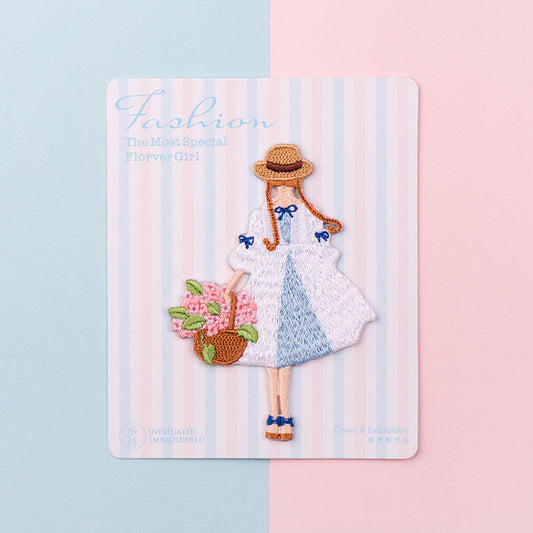 Girl with a Bouquet Embroidery Patch