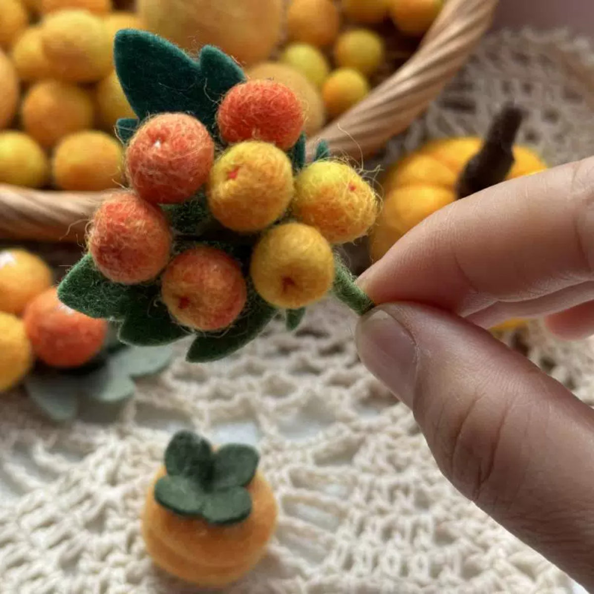 Yellow Berry Gradient-Dyed Solid Wool Felt Balls in Multiple Sizes