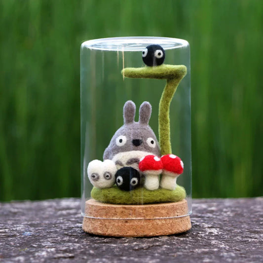 Cute Black Fluffy Monster Needle Felting Kit, DIY Wool Felt Craft Kit