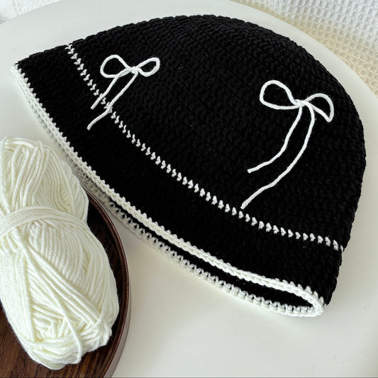 DIY bow fisherman's hat crochet kit - handmade knitting gift