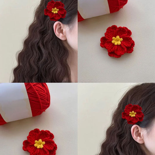 DIY yarn hair clip crochet kit for knitted hair accessories and gifts