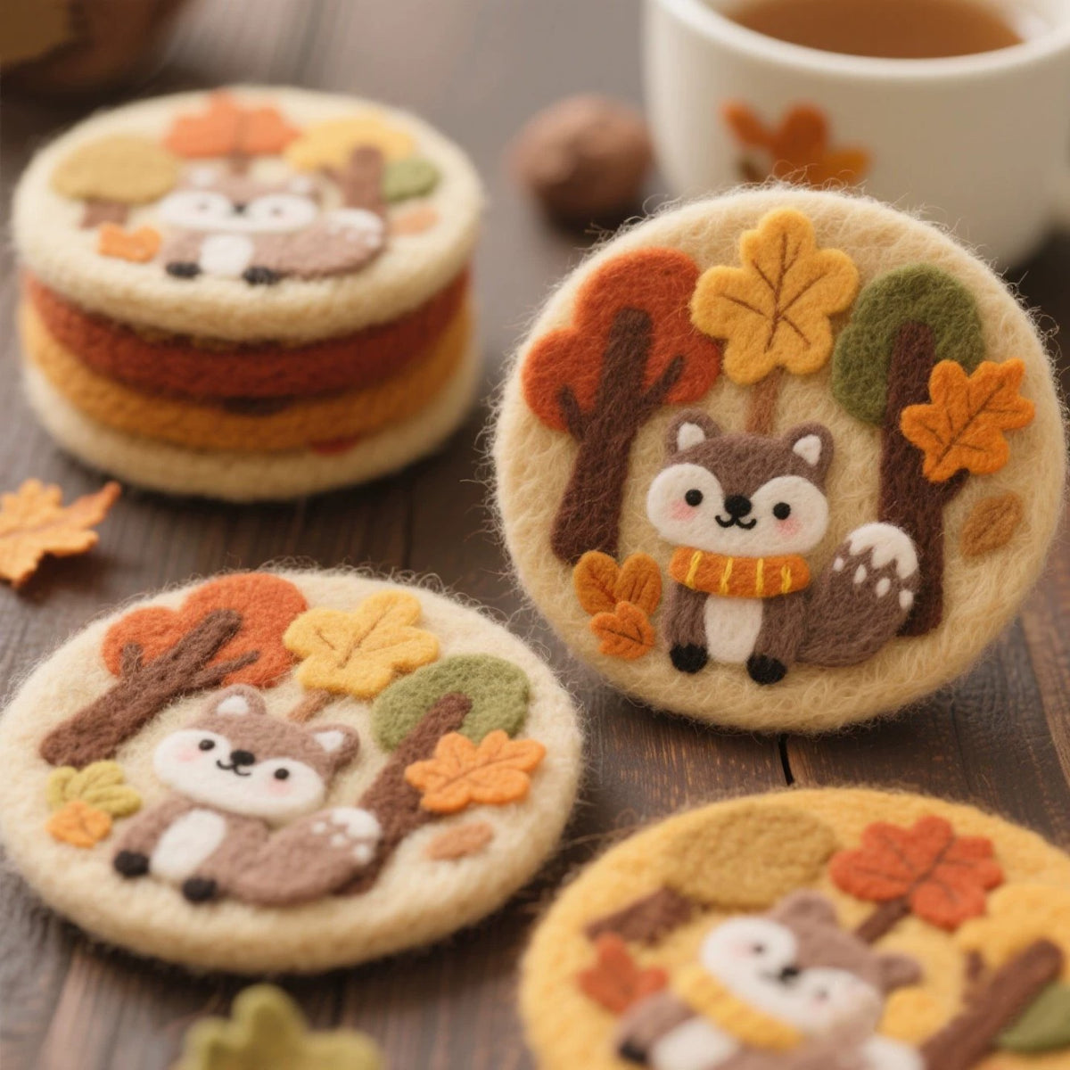 Cute Autumn Coaster Felting Kit