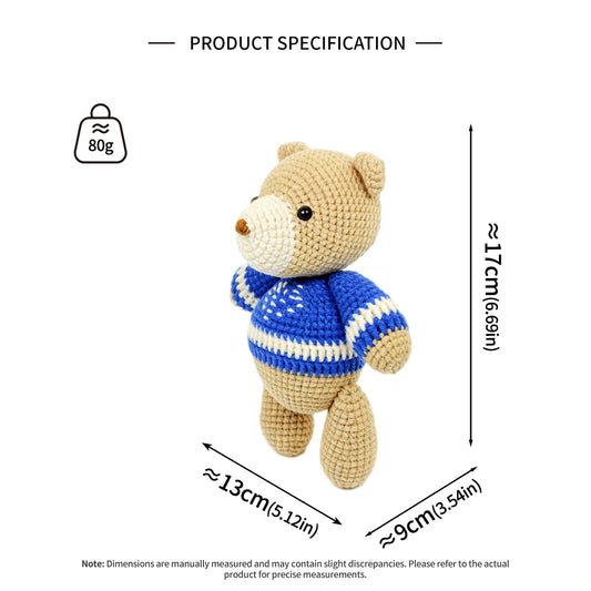 Handmade Crochet Teddy Bear - Cute Amigurumi Animal in Winter Sweater