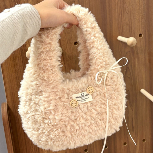 Fur yarn hand-knitted bags, crochet hook DIY material kit, handbags, gifts