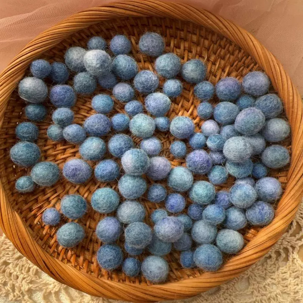 Hand-Dyed Solid Wool Felt Balls in Multiple Sizes