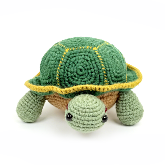 Handmade Crochet Turtle Plush - Cute Amigurumi Green Tortoise Nursery Decor