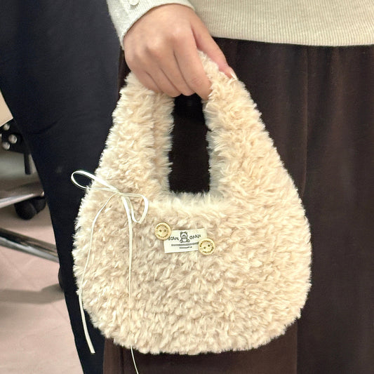 Fur yarn hand-knitted bags, crochet hook DIY material kit, handbags, gifts