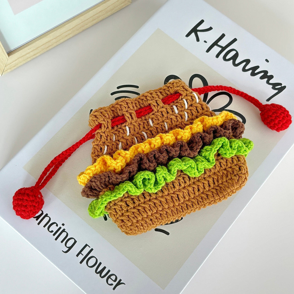 DIY Crochet Kit for Hamburger Drawstring Bags and Coin Purses - Cute Gifts