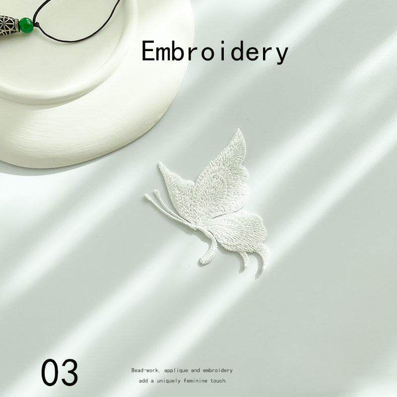 Pure White Butterfly Embroidered Patch