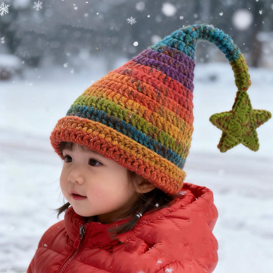 Snowflake Hand-knitted 8-strand variegated yarn DIY handmade elf hat crochet autumn and winter hand-knitted scarf