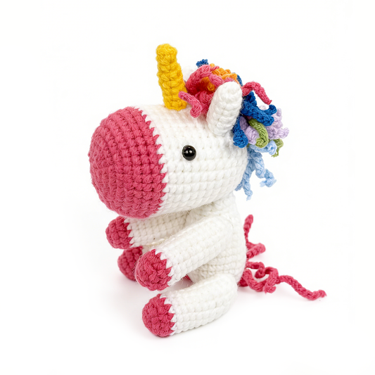 Handmade Crochet Rainbow Unicorn Plush - Cute Amigurumi Magical Toy