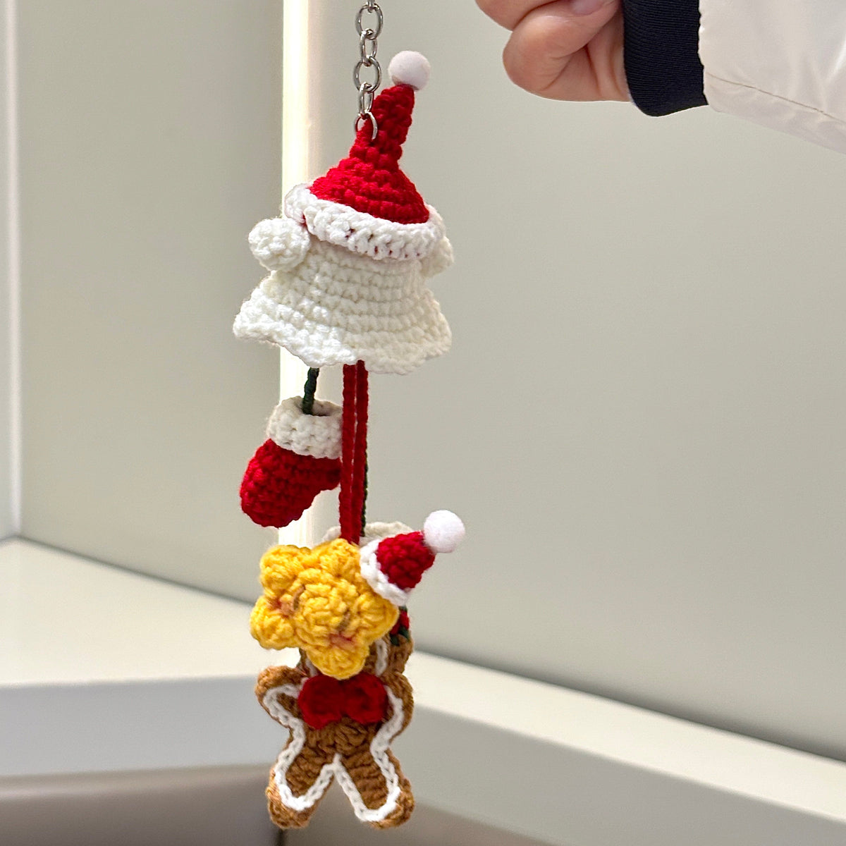 Christmas Ghost Gingerbread Man Ornament DIY Material Kit, Keychain, Crochet, Car Pendant