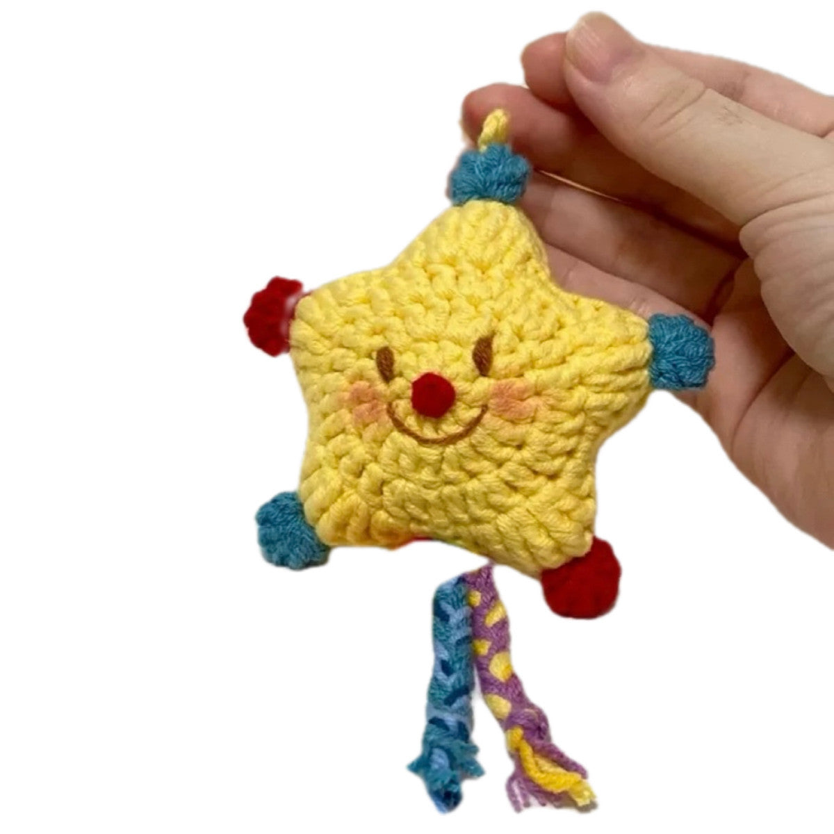 Small star bag charm keychain yarn hand-knitting DIY material kit for making Christmas gifts