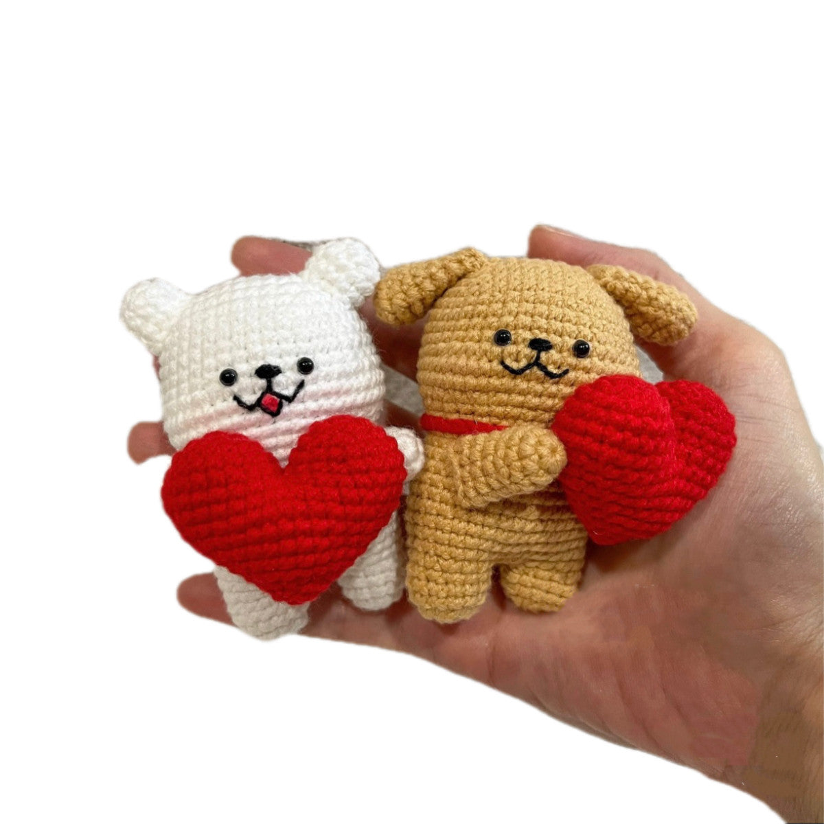 DIY handmade yarn crochet hook appliqué line puppy knitting material kit, homemade couple keychain