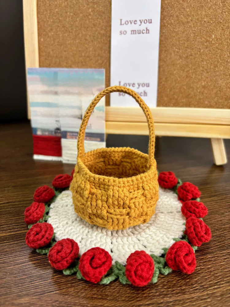 Mini rose bouquet coaster DIY knitting kit