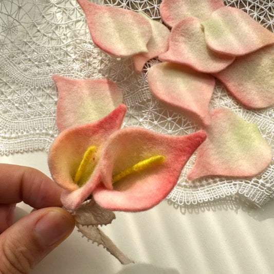 Colorful Hand-Cut Calla Lily Felt Pieces for DIY Brooches