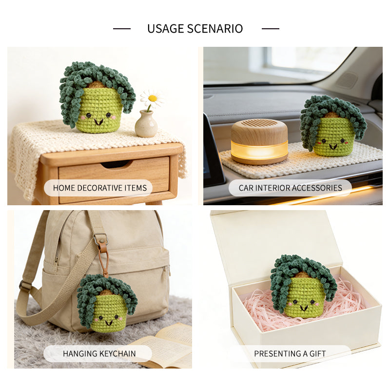 Crochet Succulent Plant Plush, Handmade Amigurumi Potted Plant Decor Gift