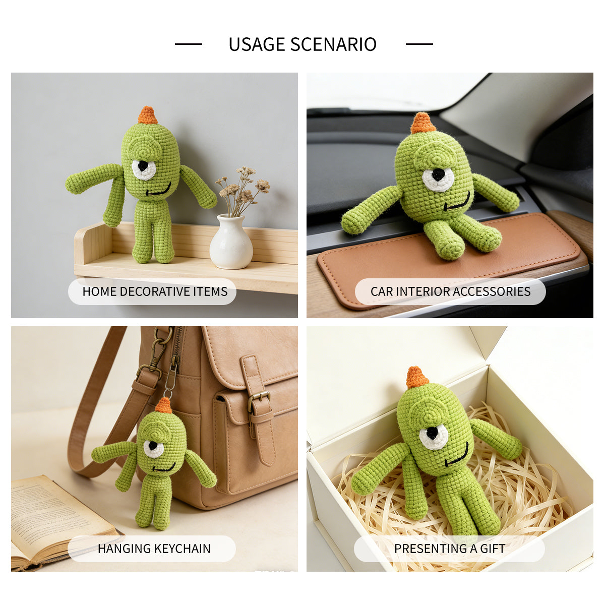 Funny Crochet Alien Monster Plush - Quirky Three-Armed Amigurumi Toy