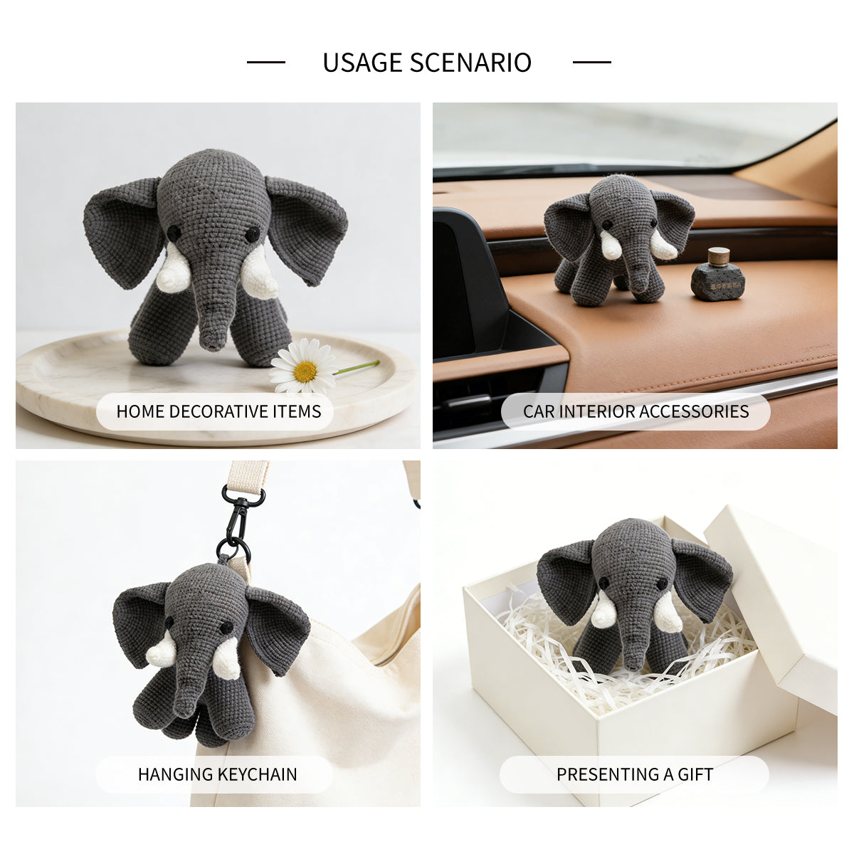 Handmade Crochet Elephant Plush - Cute Amigurumi Safari Nursery Decor