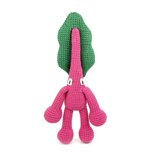 Funny Crochet Pink Radish Plush - Kawaii Amigurumi Vegetable Monster