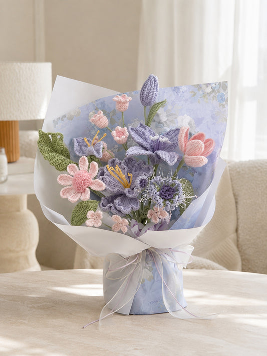 Lavender Lily Style Flower Crochet Bouquet