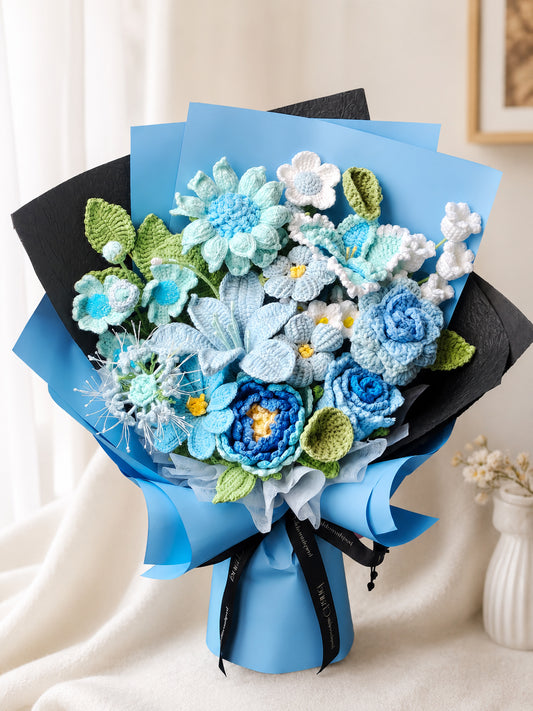 Mint Blue Chrysanthemum Style Crochet Flower