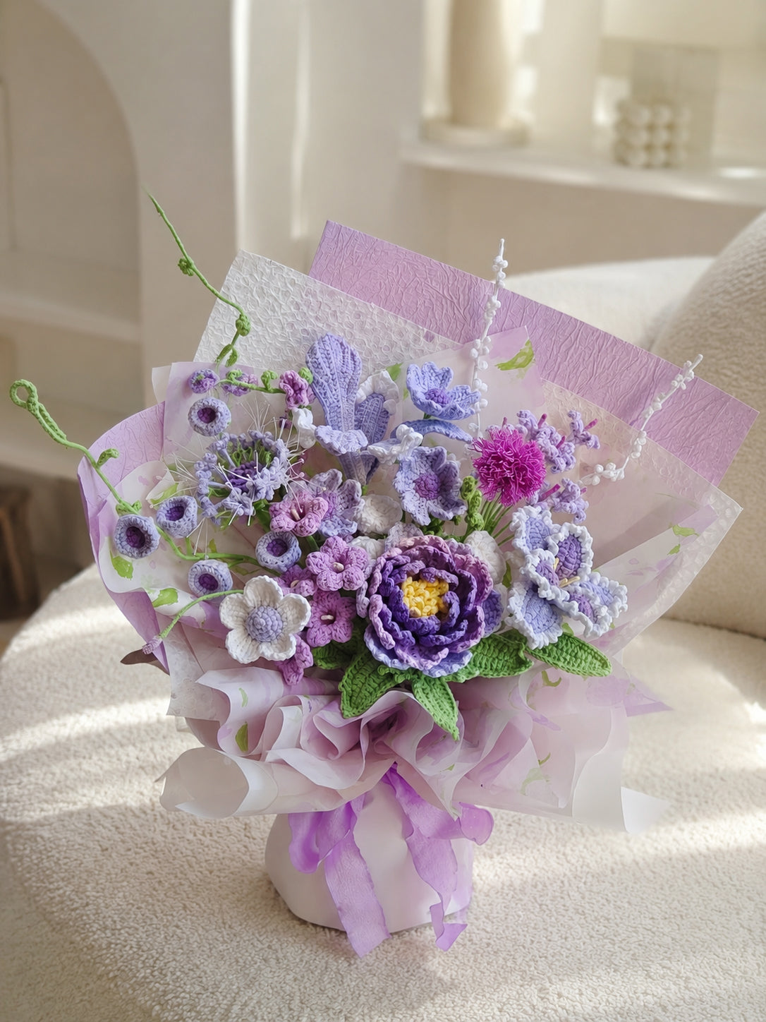 Crochet irises anemones flowers