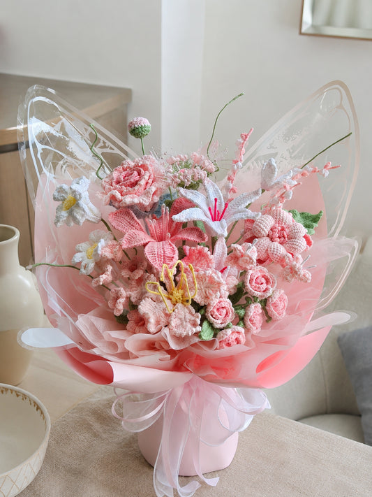 Crochet Rose Orchids Style Bouquet