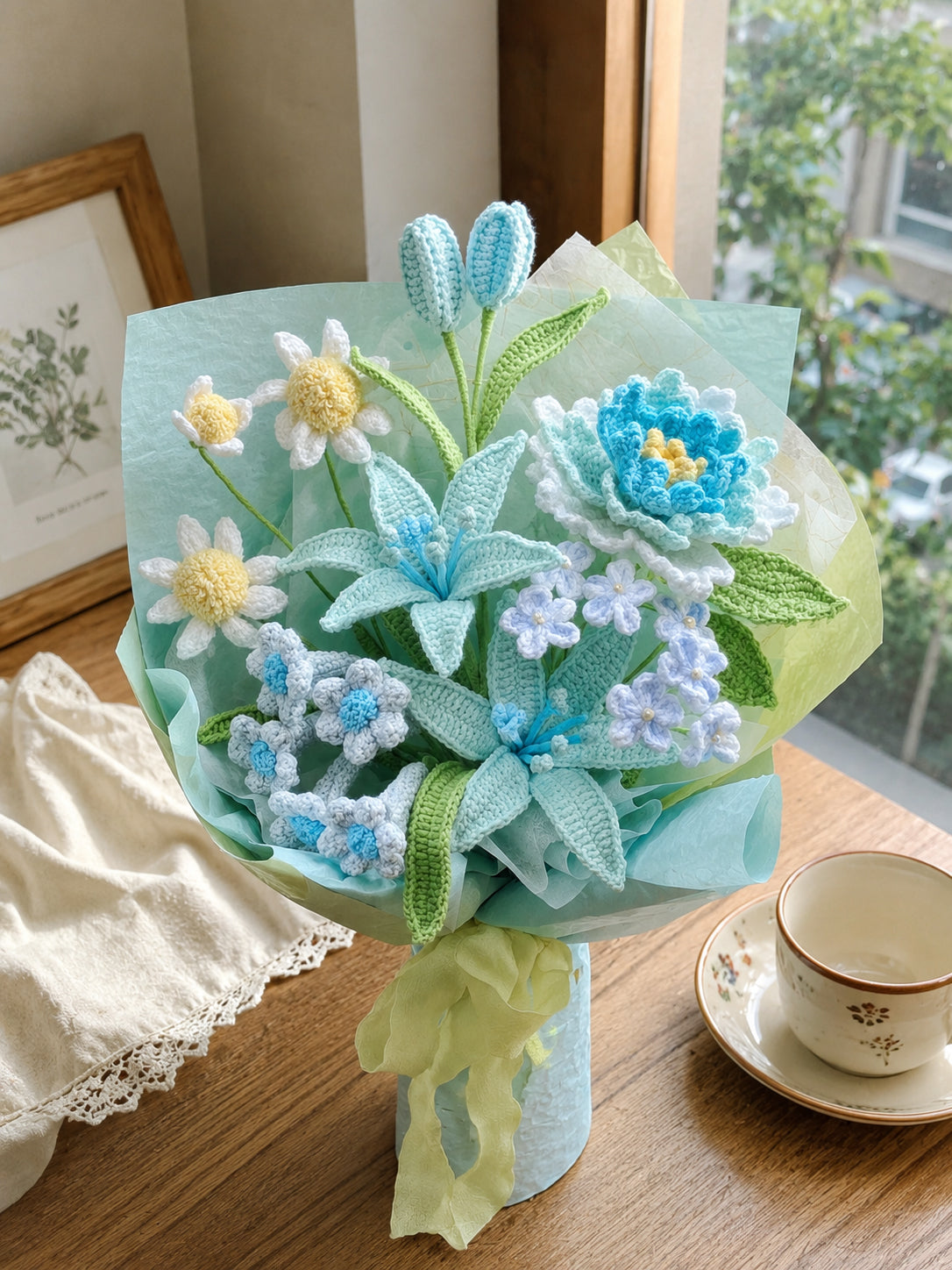 Crochet forget me nots Style Bouquet