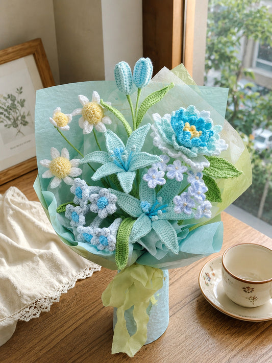 Crochet forget me nots Style Bouquet