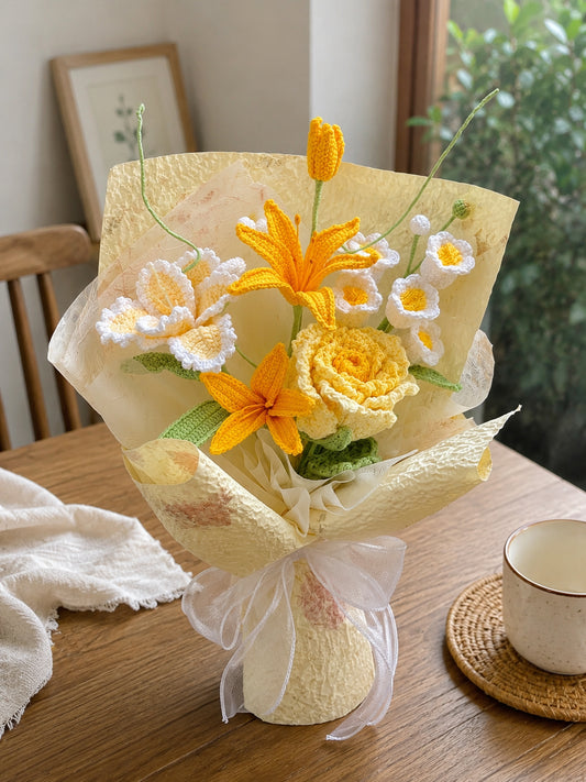 Crochet Rose Orchids Style Bouquet