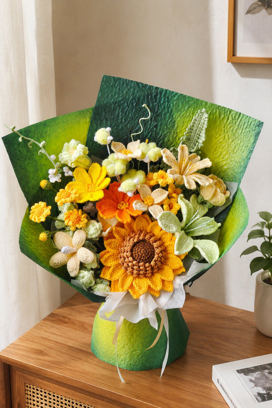 Crochet Sunflower Marigolds Bouquet