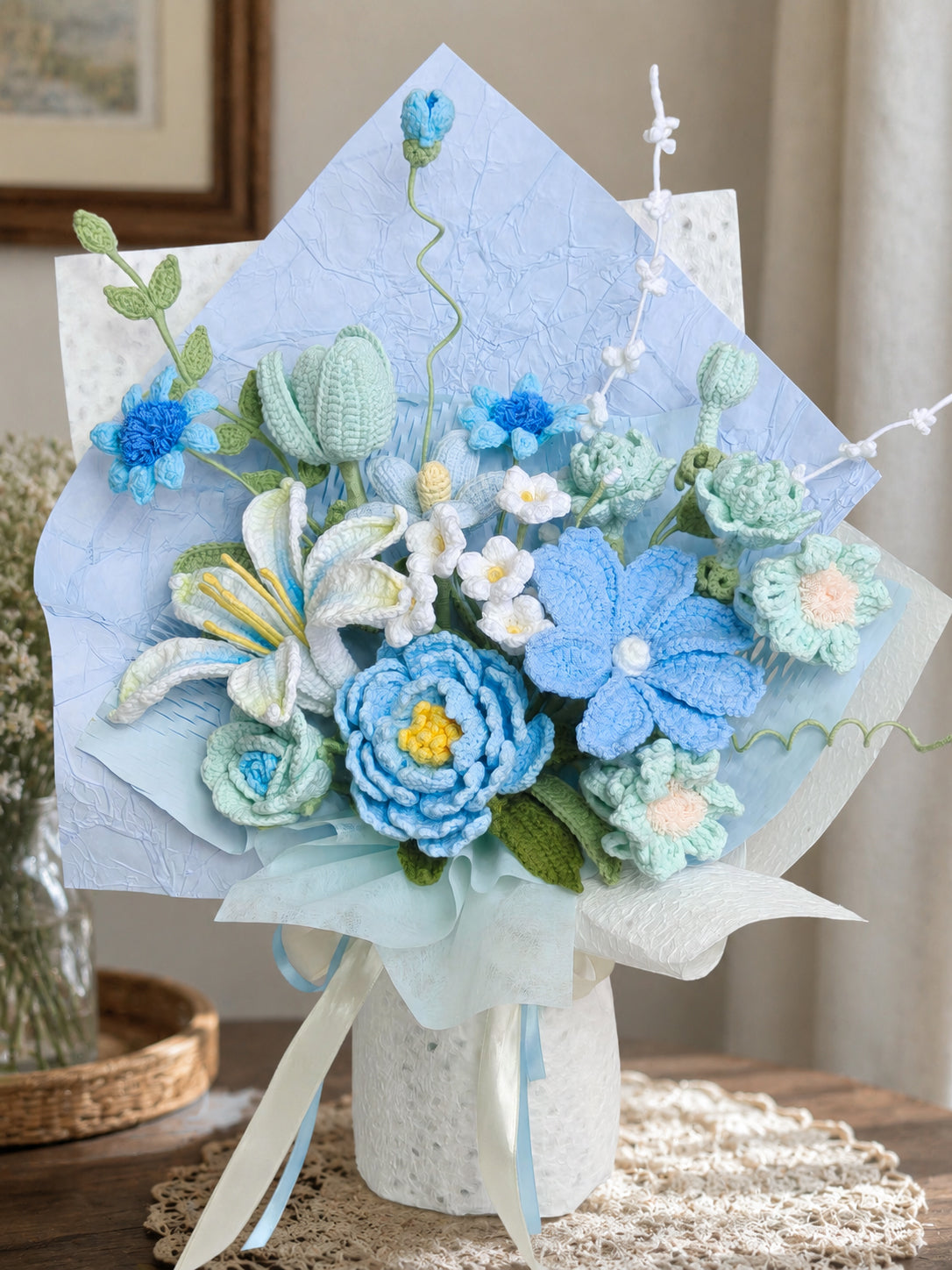 Crochet Peony Clematis Bouquet