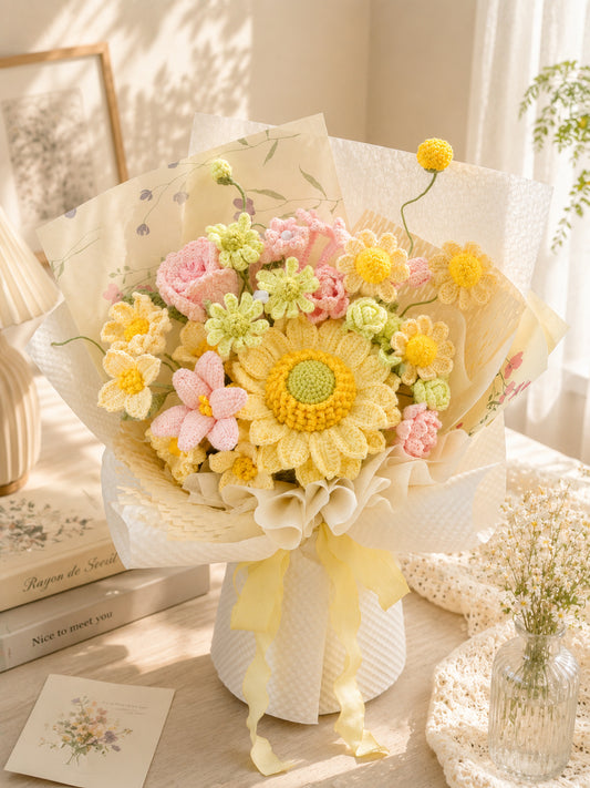 Crochet Sunflower Daisies Bouquet