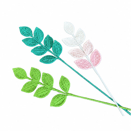Handmade Crochet Large Leaf Stems