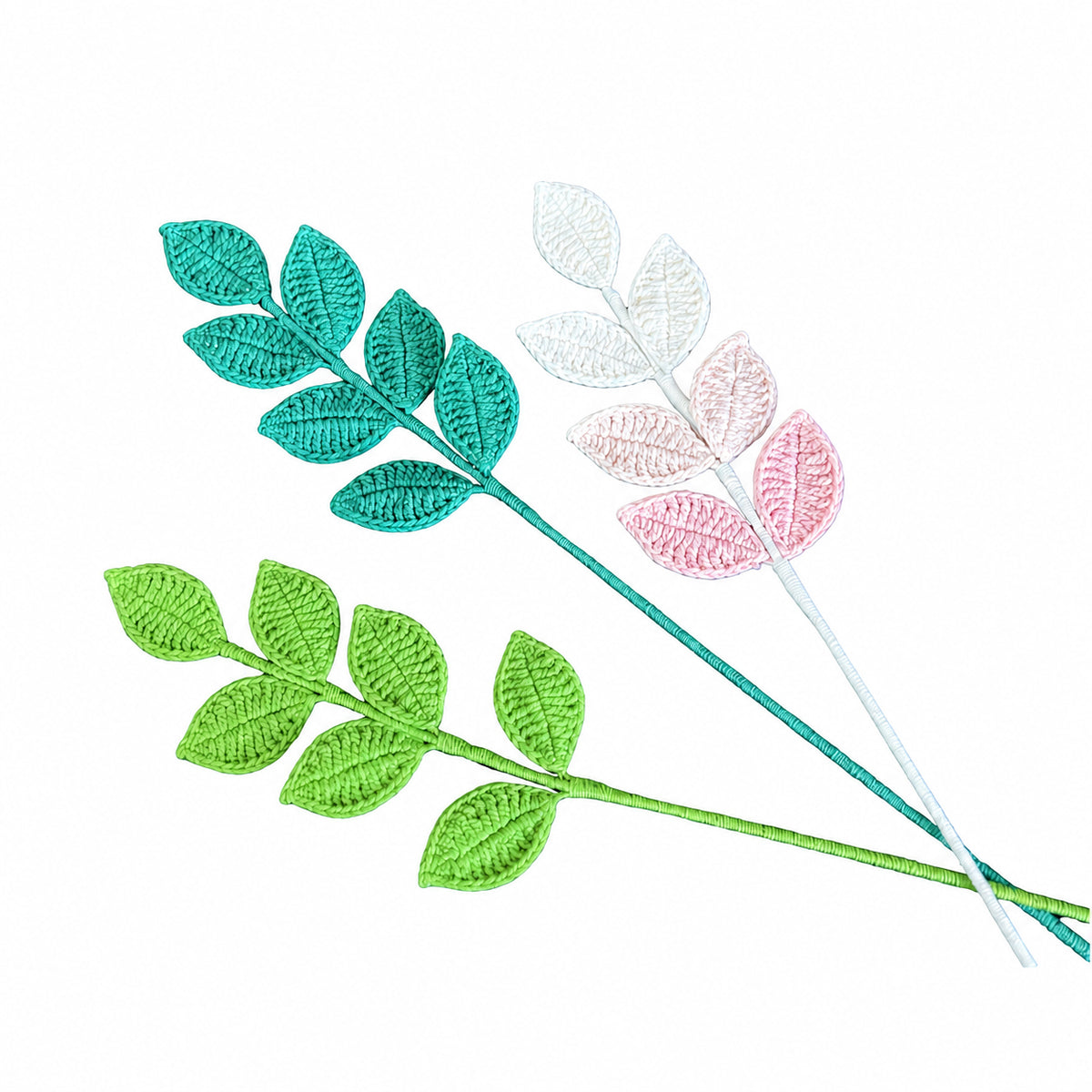 Handmade Crochet Large Leaf Stems