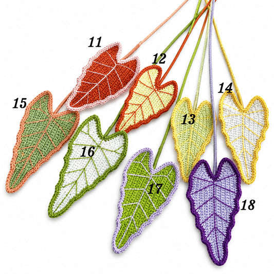Handmade Crochet Mini Alocasia Leaf Stems